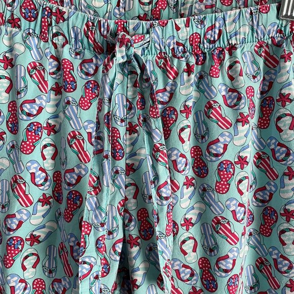 Vinyard Vines Beach Pajama Lounge Pants Size XS Blue Red Holiday Flip Flops PJ - Picture 1 of 16